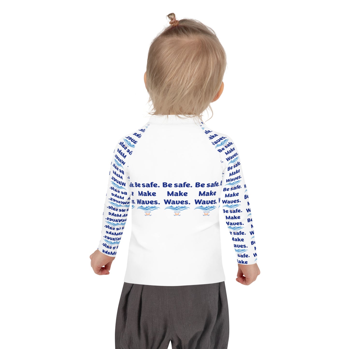 Be Safe Make Waves Kids Rash Guard Shirt