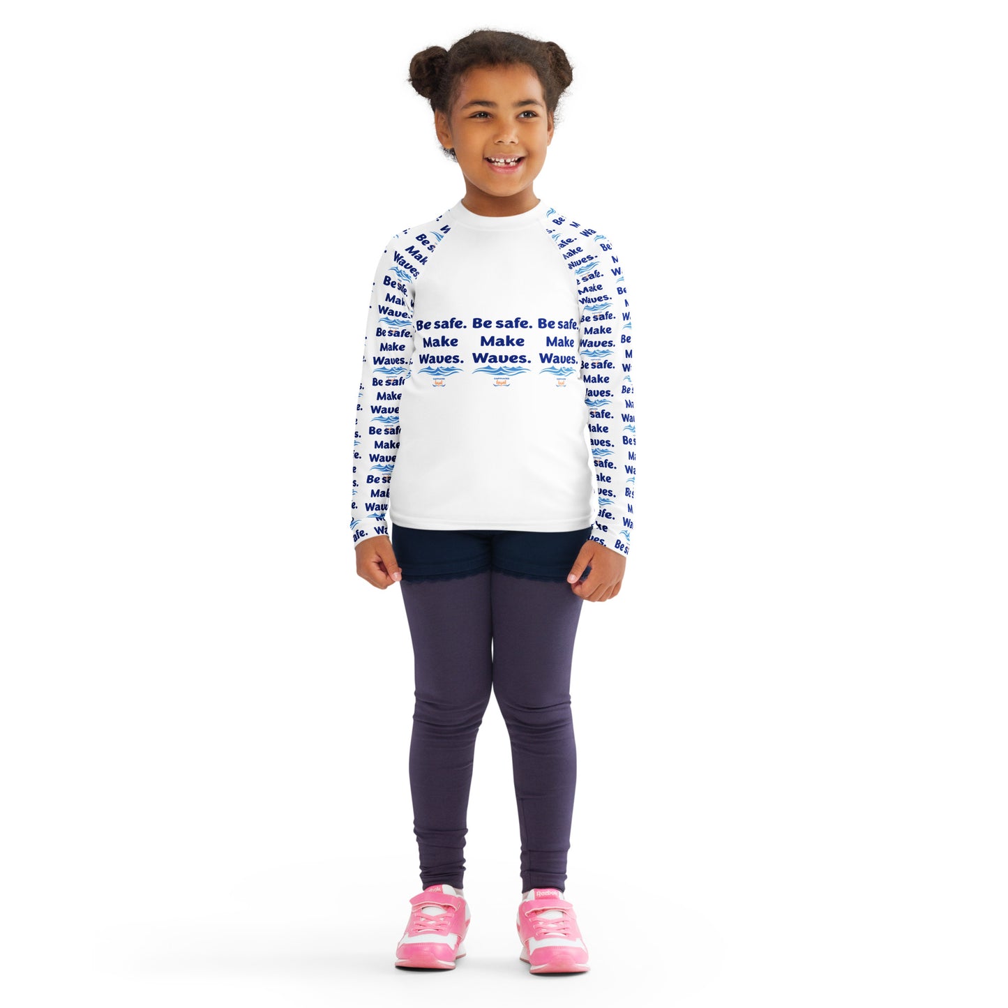 Be Safe Make Waves Kids Rash Guard Shirt